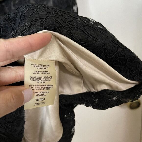 Alice + Olivia Josephine Black Silk Lace Peplum Cocktail Dress size 2 - Picture 5 of 7